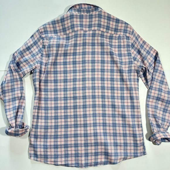 Mens Faherty Linen Blend Shirt In Morning Breeze Plaid, Size Medium, MWU2103 - Picture 7 of 10